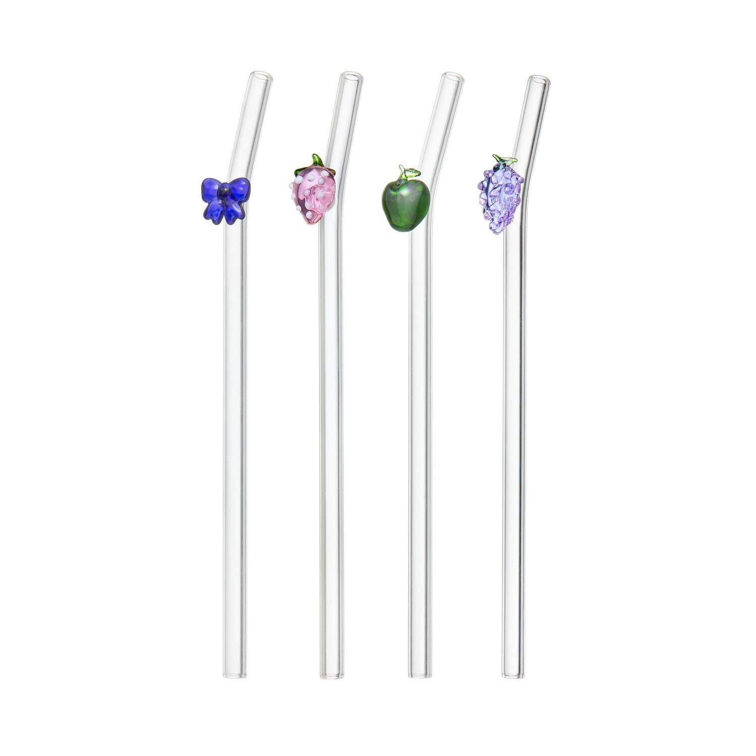 Sugerør med figur, klar - 4 stk.